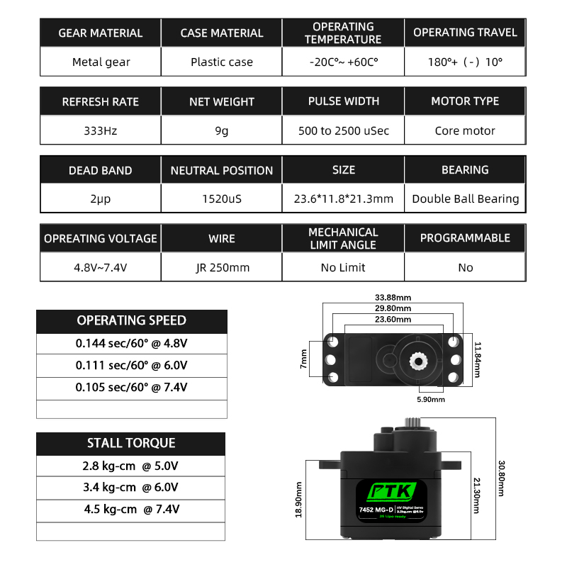 PTK 7452 MG-D 9g Digital Servo - Rc Helicopter Parts 리뷰 및 가격