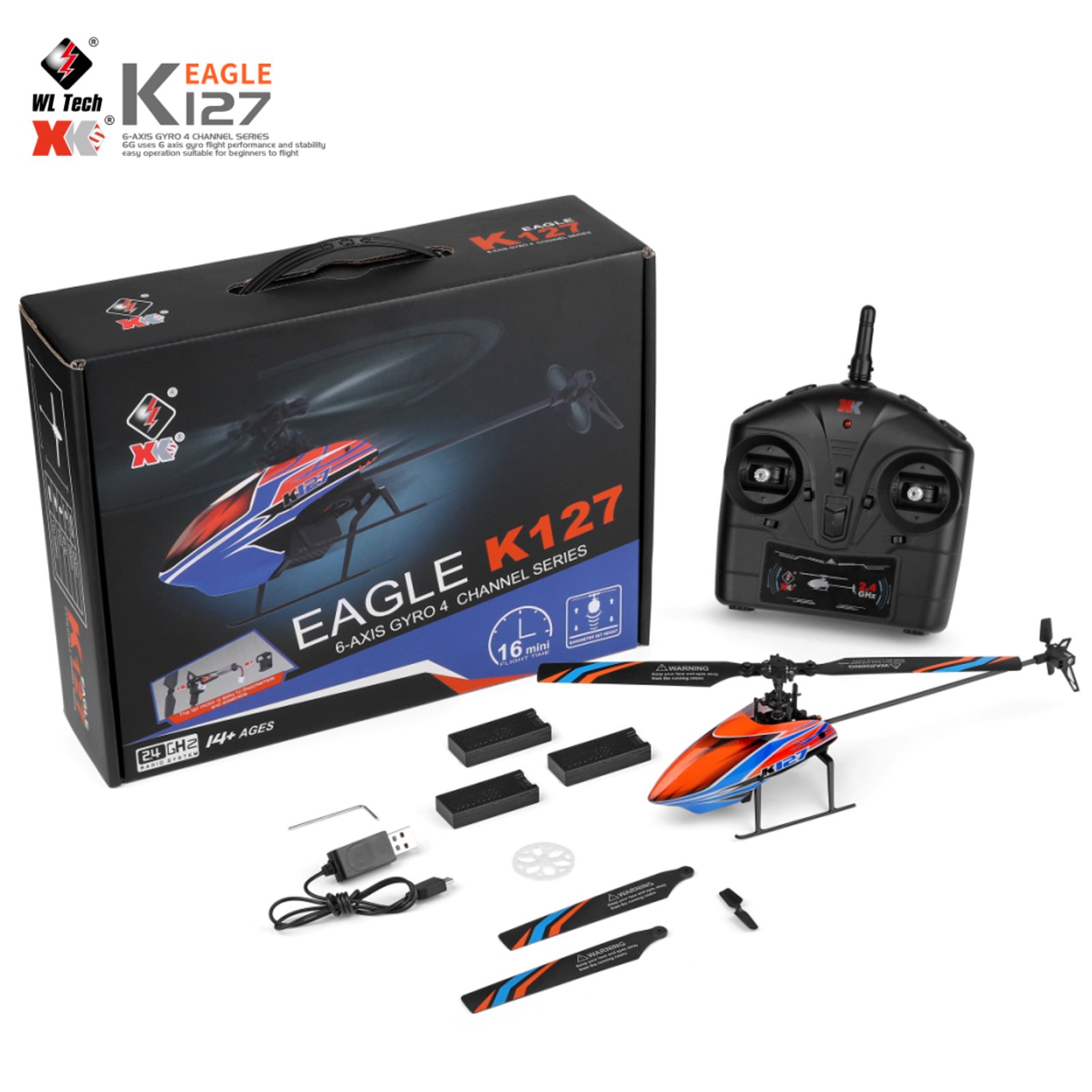 WLtoys XK K127 4CH 6-axis Gyro - Rc Helicopter Large 리뷰 및 가격